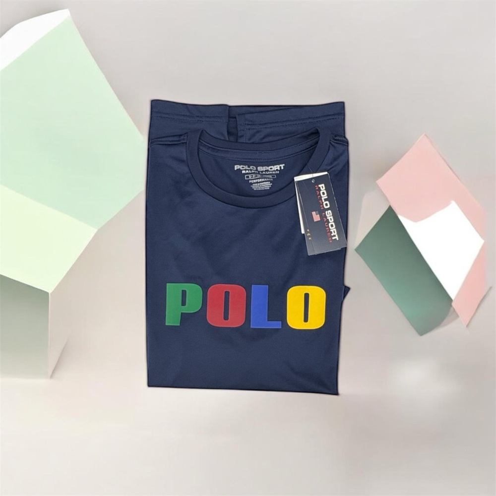 Polo by Ralph Lauren Navy Short-Sleeve Tee with Multicolor POLO Logo